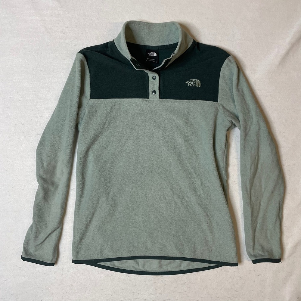 The North Face Womens‎ Fleece Pullover Size S Button Up Green Outdoors